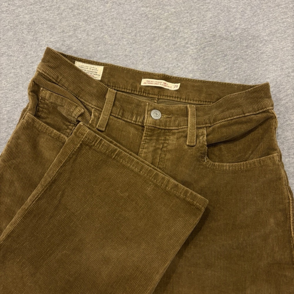 Levi's Premium Ribcage Straight Ankle Corduroy Pants Women's Size 29x26 Brown